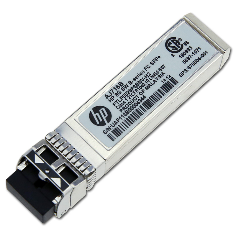 AJ716B, HP 8GB SHORTWAVE B-SERIES FIBRE CHANNEL 1 PACK SFP+ 